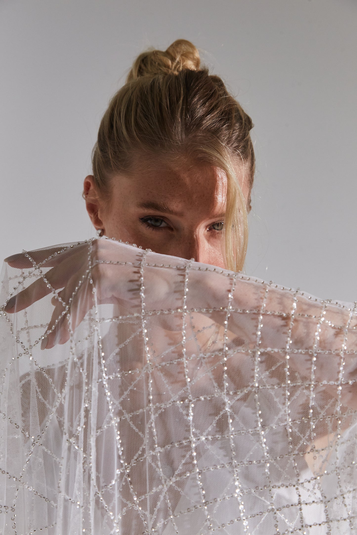 S0645 SILVER BEADED TULLE