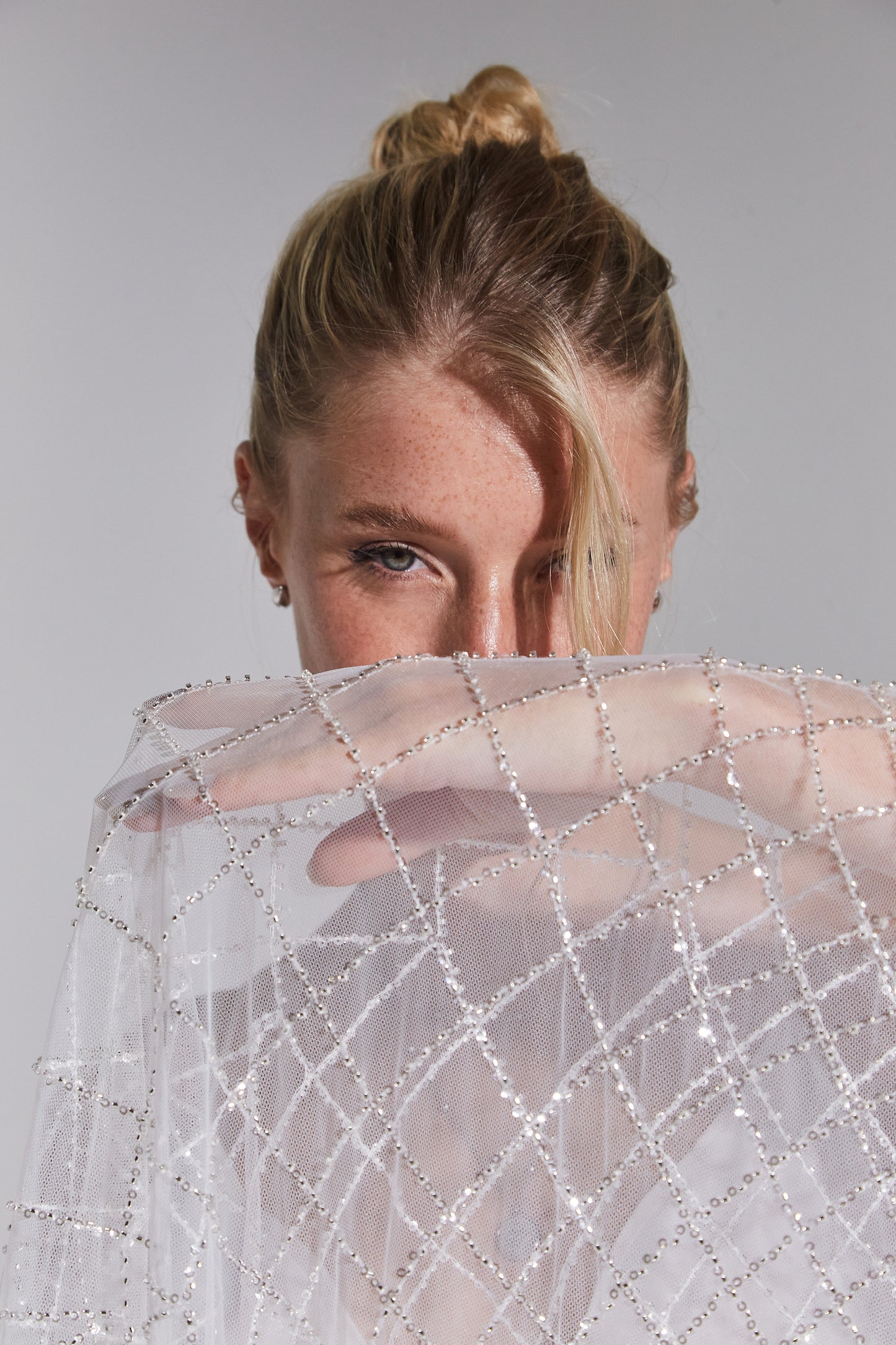 S0645 SILVER BEADED TULLE