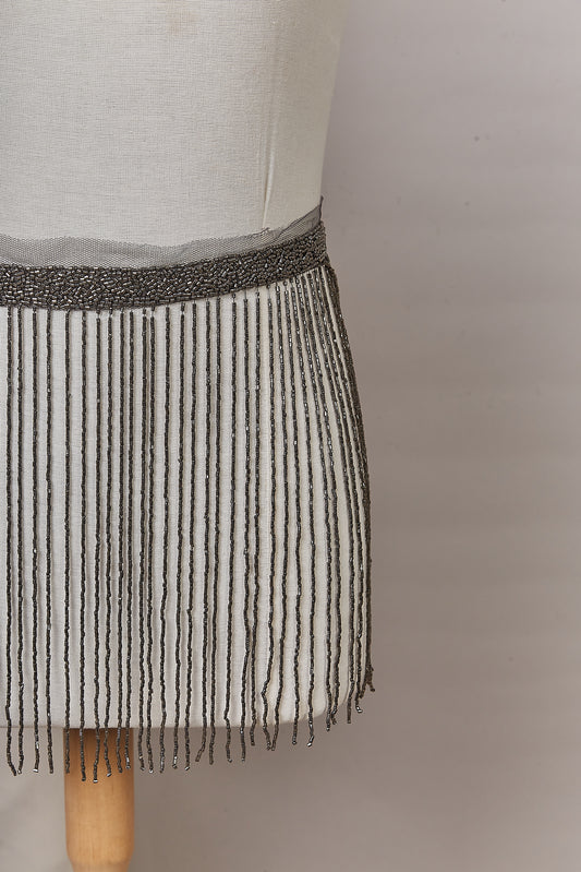 S0647 PEWTER BEADED FRINGE TRIM