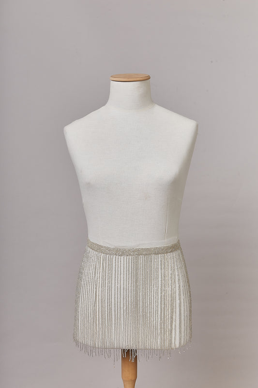 S0647 SILVER BEADED FRINGE TRIM