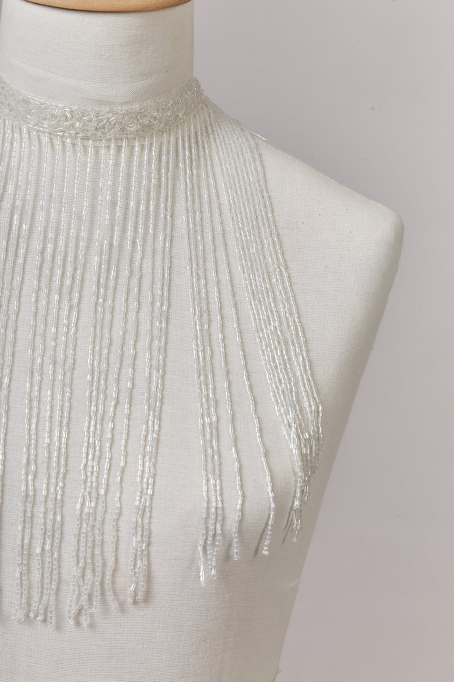 S0647 OFF WHITE BEADED FRINGE TRIM