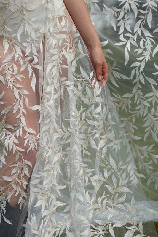 S0377 EMBROIDERY TULLE WITH GOLDEN LUREX