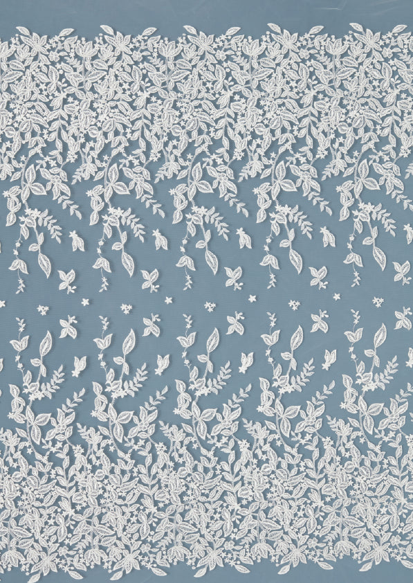S0422 EMBROIDERED TULLE WITH LEAVES