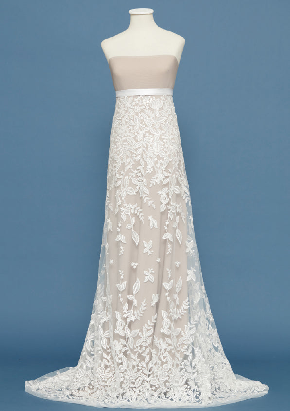 S0422 EMBROIDERED TULLE WITH LEAVES