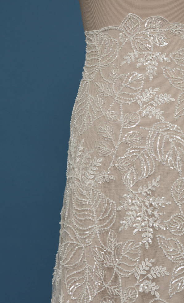 S0439 EMBROIDERED TULLE WITH SEQUINS AND BEADS