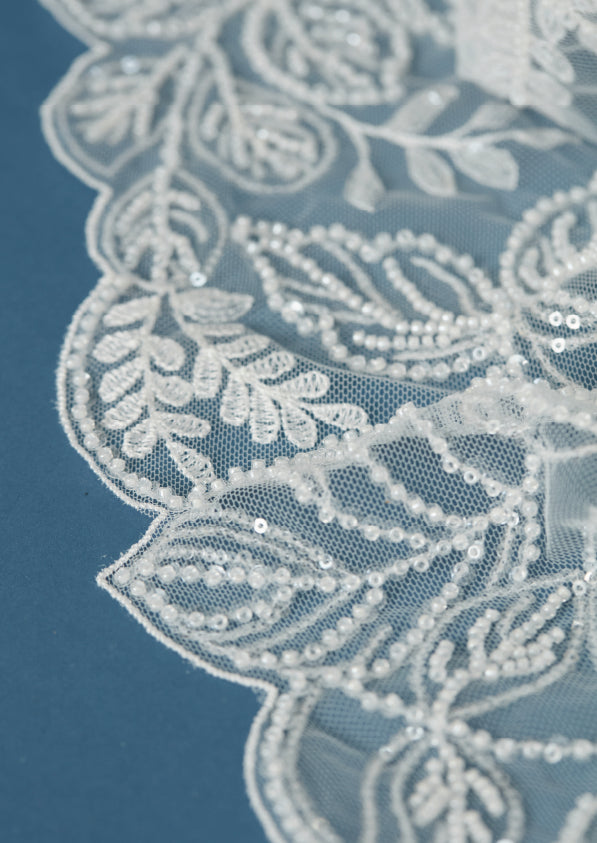 S0439 EMBROIDERED TULLE WITH SEQUINS AND BEADS