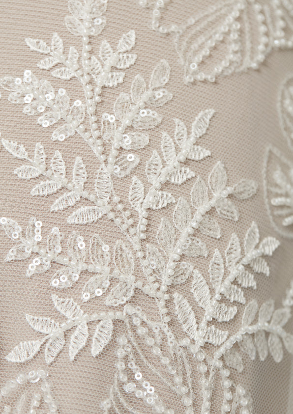 S0439 EMBROIDERED TULLE WITH SEQUINS AND BEADS