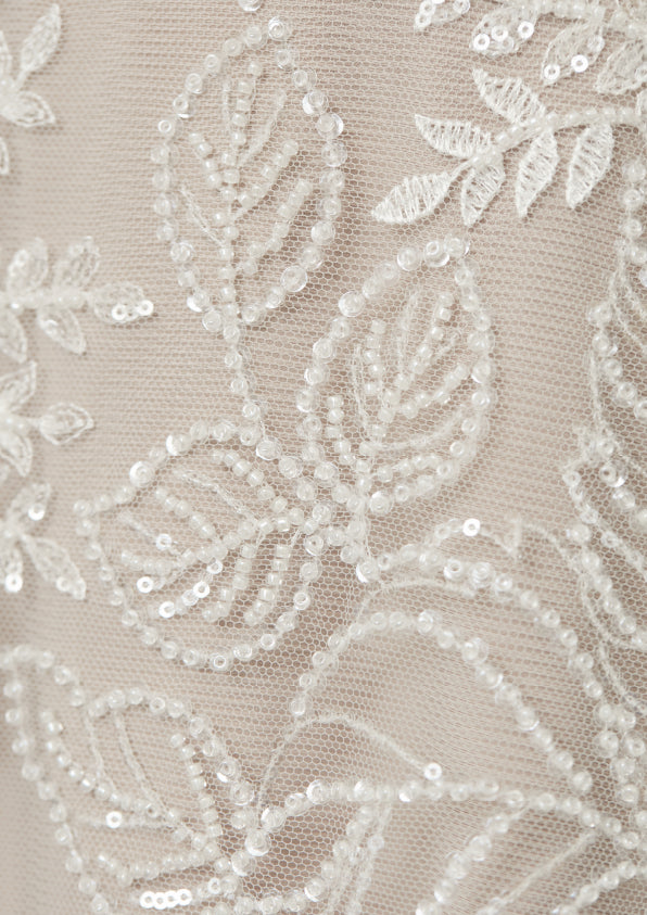 S0439 EMBROIDERED TULLE WITH SEQUINS AND BEADS
