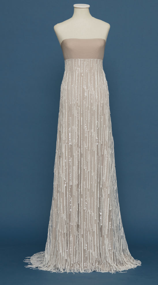 S0442 EMBROIDERED TULLE WITH SEQUINS, BEADS AND THREADS