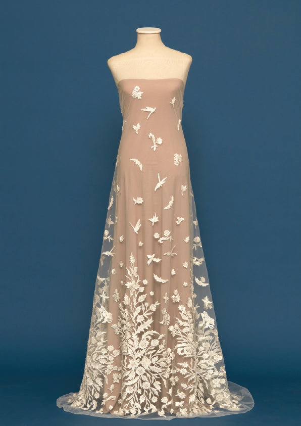 S0444 EMBROIDERED TULLE WITH SEQUINS, BEADS AND PEARLS