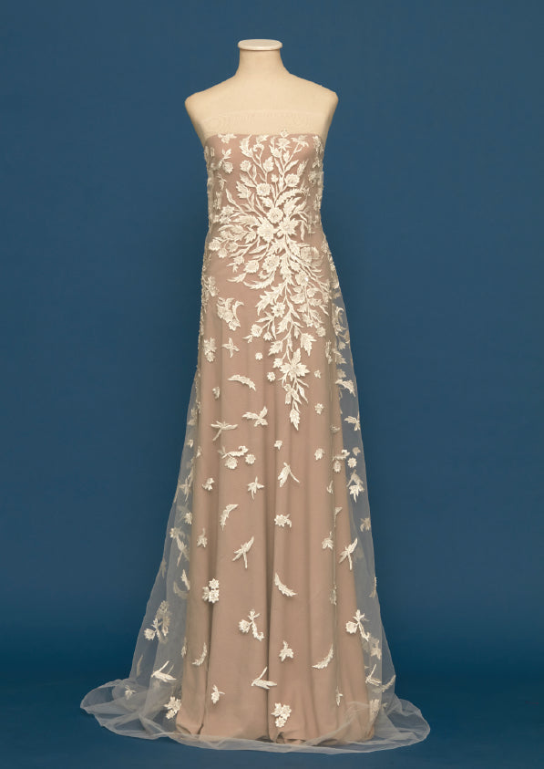 S0444 EMBROIDERED TULLE WITH SEQUINS, BEADS AND PEARLS