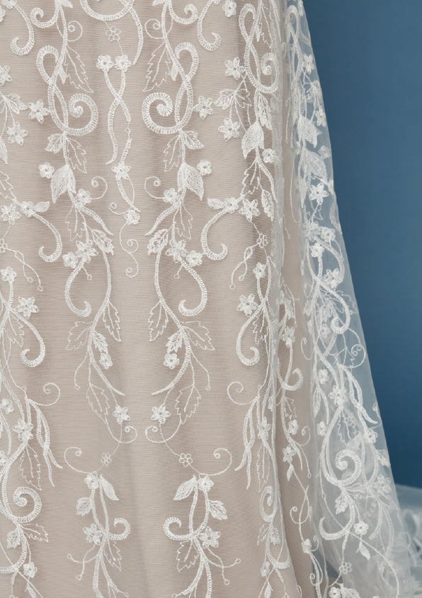 S0450 EMBROIDERED TULLE WITH ARABESQUES DESIGN