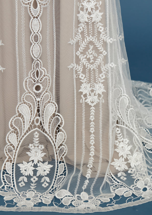 S0466 EMBROIDERED TULLE AND GUIPURE