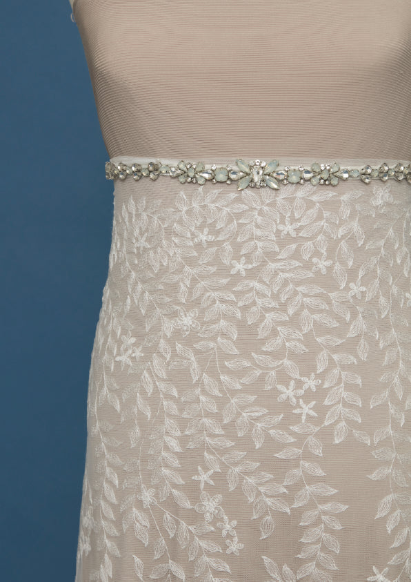 S0471 EMBROIDERED TULLE WITH LEAVES