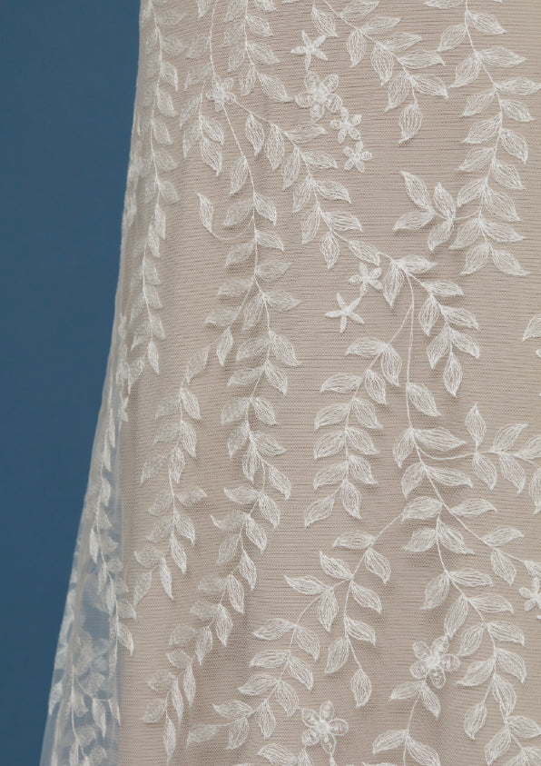 S0471 EMBROIDERED TULLE WITH LEAVES