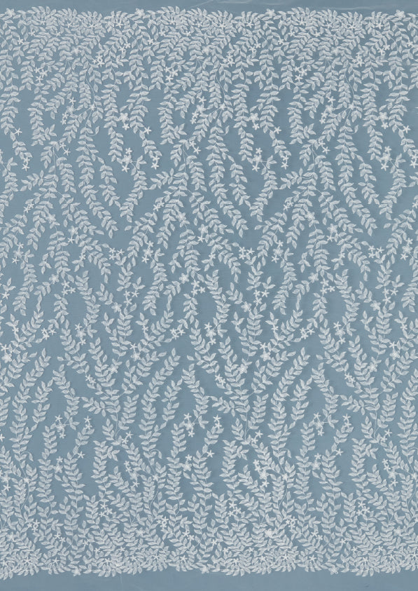 S0471 EMBROIDERED TULLE WITH LEAVES