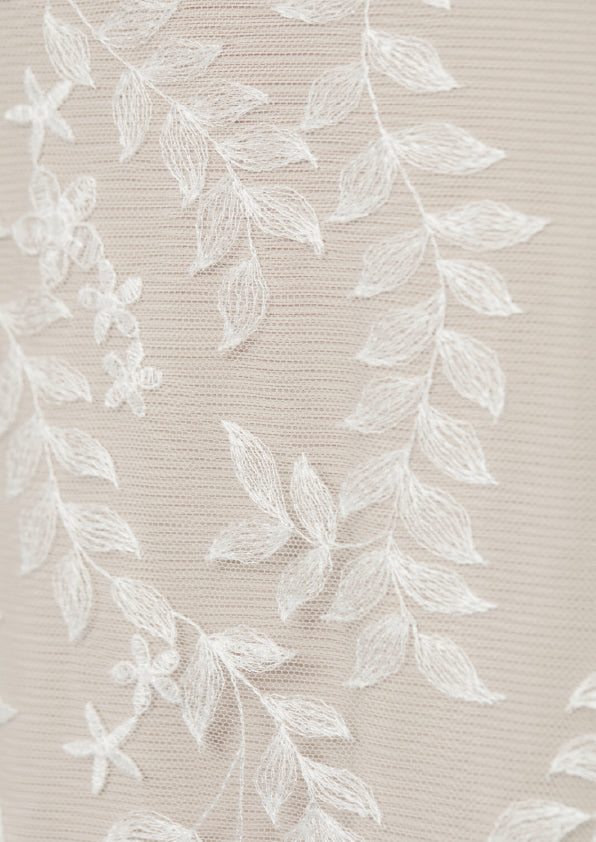 S0471 EMBROIDERED TULLE WITH LEAVES