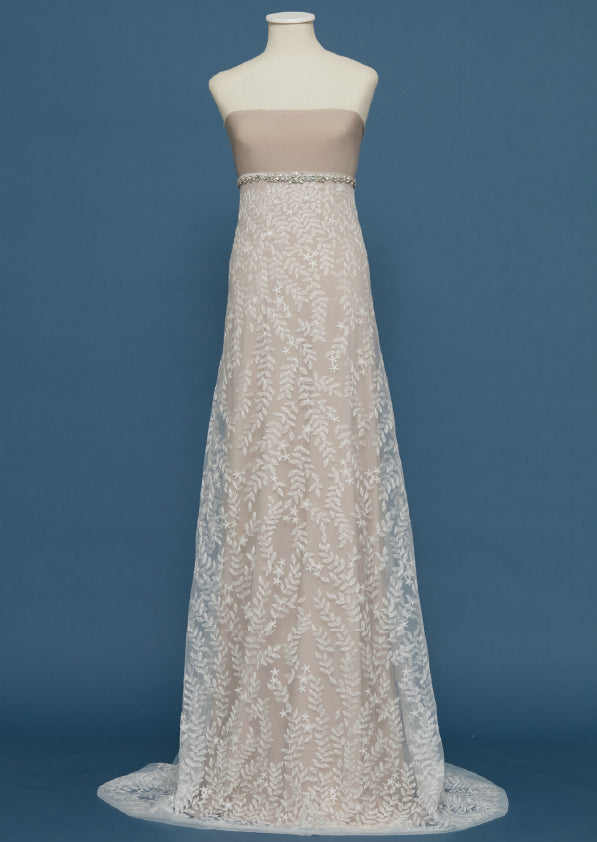 S0471 EMBROIDERED TULLE WITH LEAVES