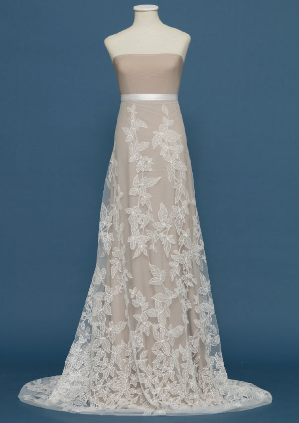 S0478 EMBROIDERED TULLE WITH LEAVES