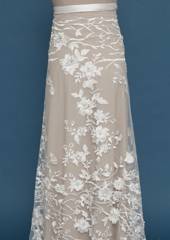 S0484 EMBROIDERED TULLE WITH 3D FLOWERS