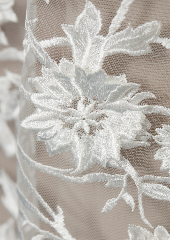 S0484 EMBROIDERED TULLE WITH 3D FLOWERS