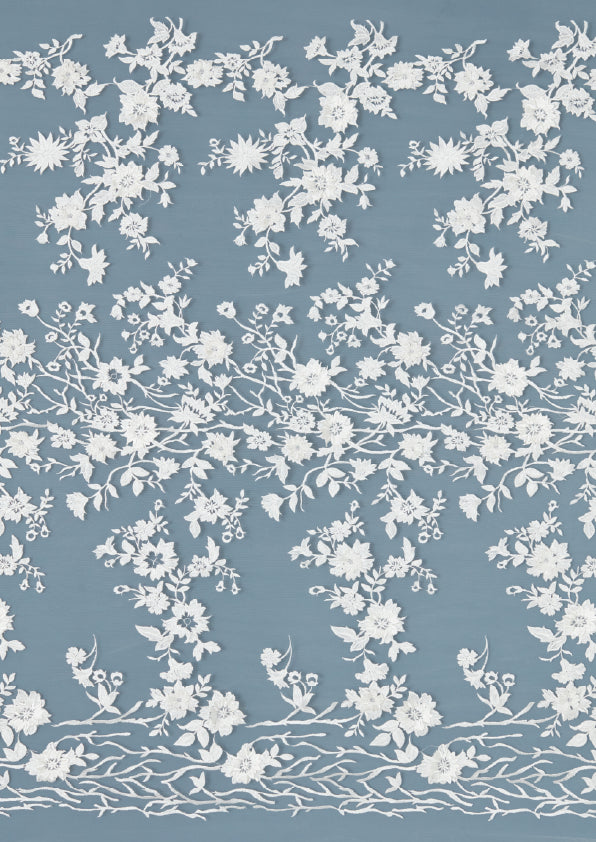 S0484 EMBROIDERED TULLE WITH 3D FLOWERS