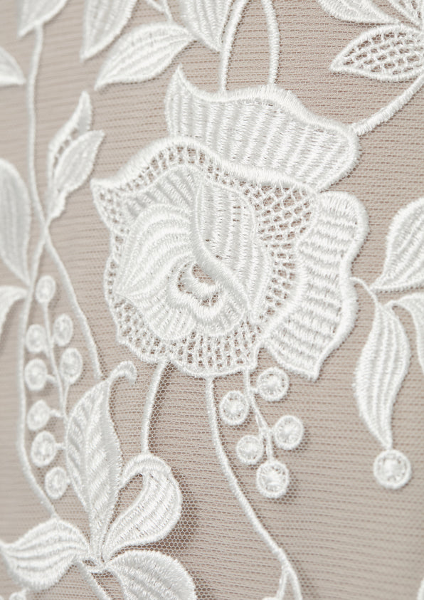 S0487 EMBROIDERED PLUMETI TULLE WITH FLOWERS