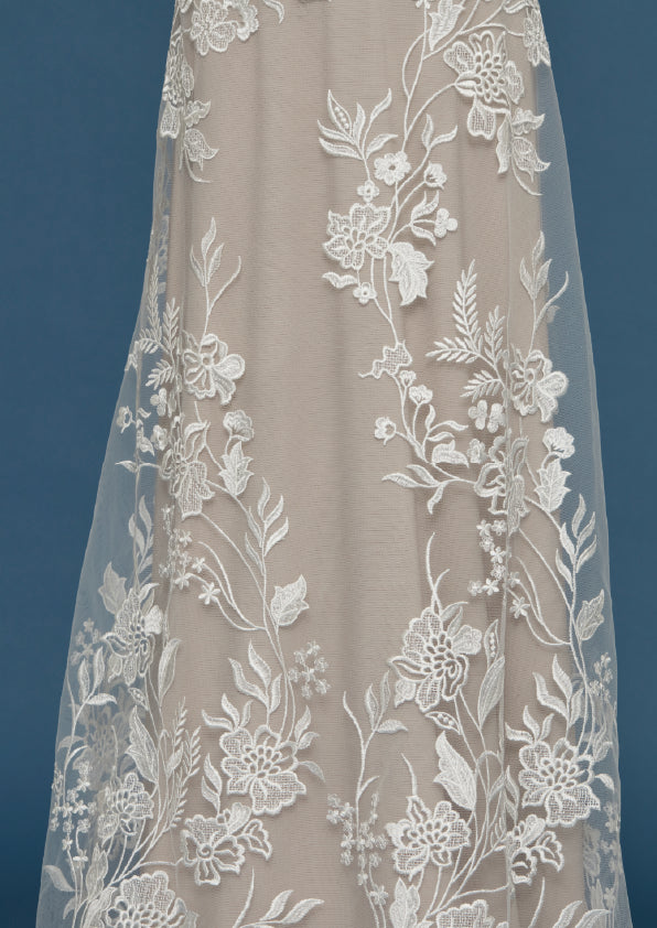 S0499 EMBROIDERED TULLE IN PROGRESSION WITH FLOWERS