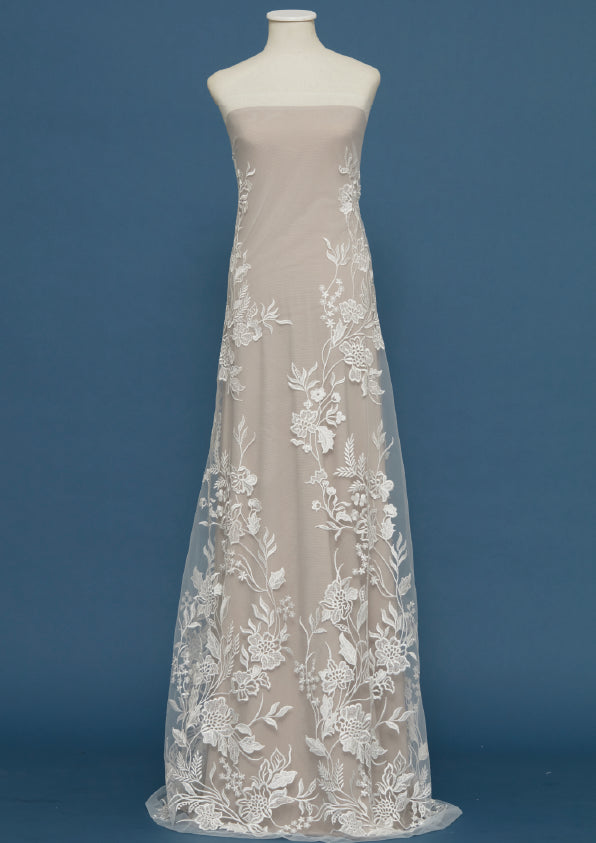 S0499 EMBROIDERED TULLE IN PROGRESSION WITH FLOWERS