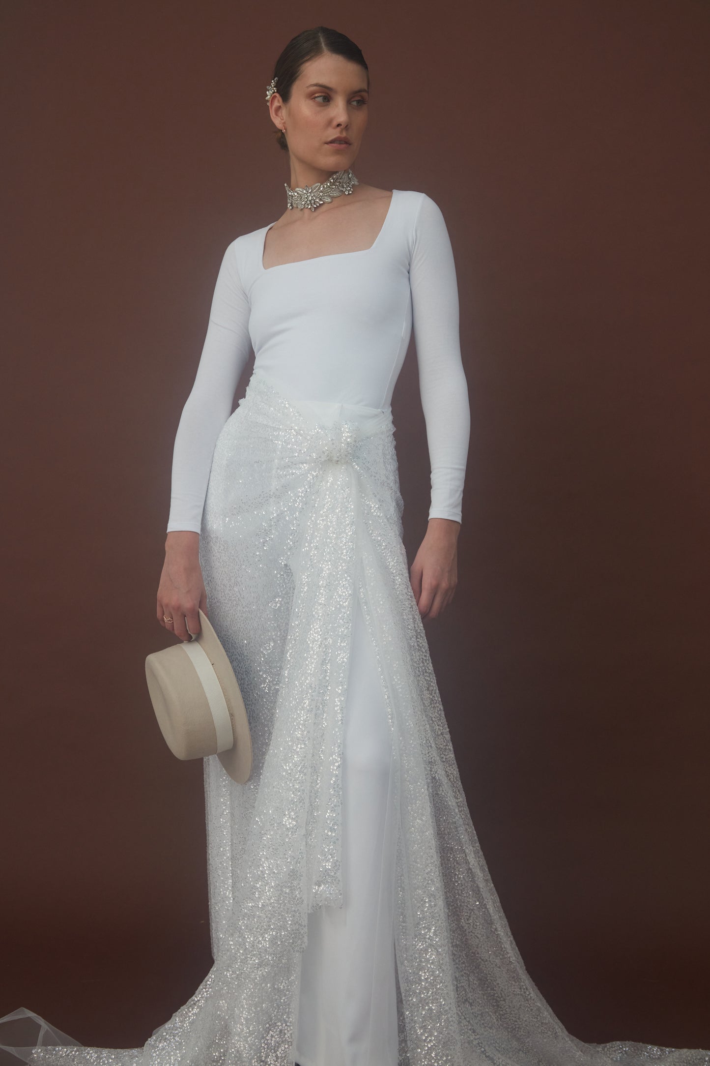 S0264 EMBROIDERED TULLE WITH PAILLETTES