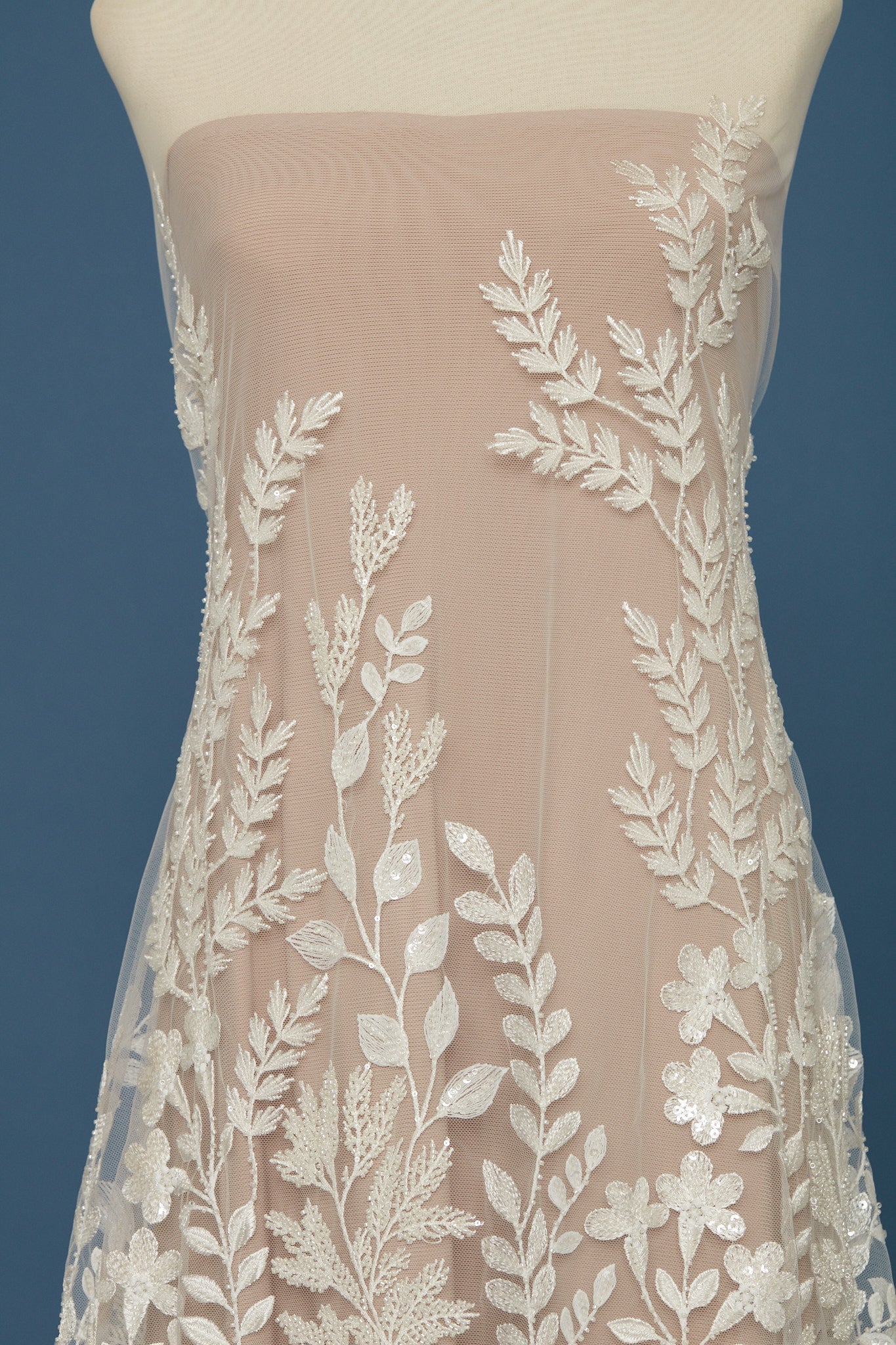 S0399 EMBROIDERED TULLE WITH BEADS AND SEQUINS