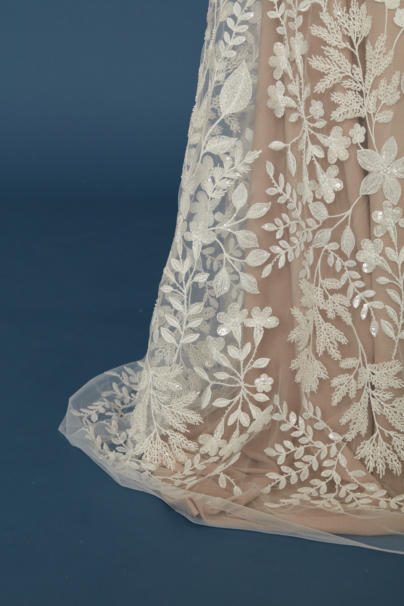 S0399 EMBROIDERED TULLE WITH BEADS AND SEQUINS