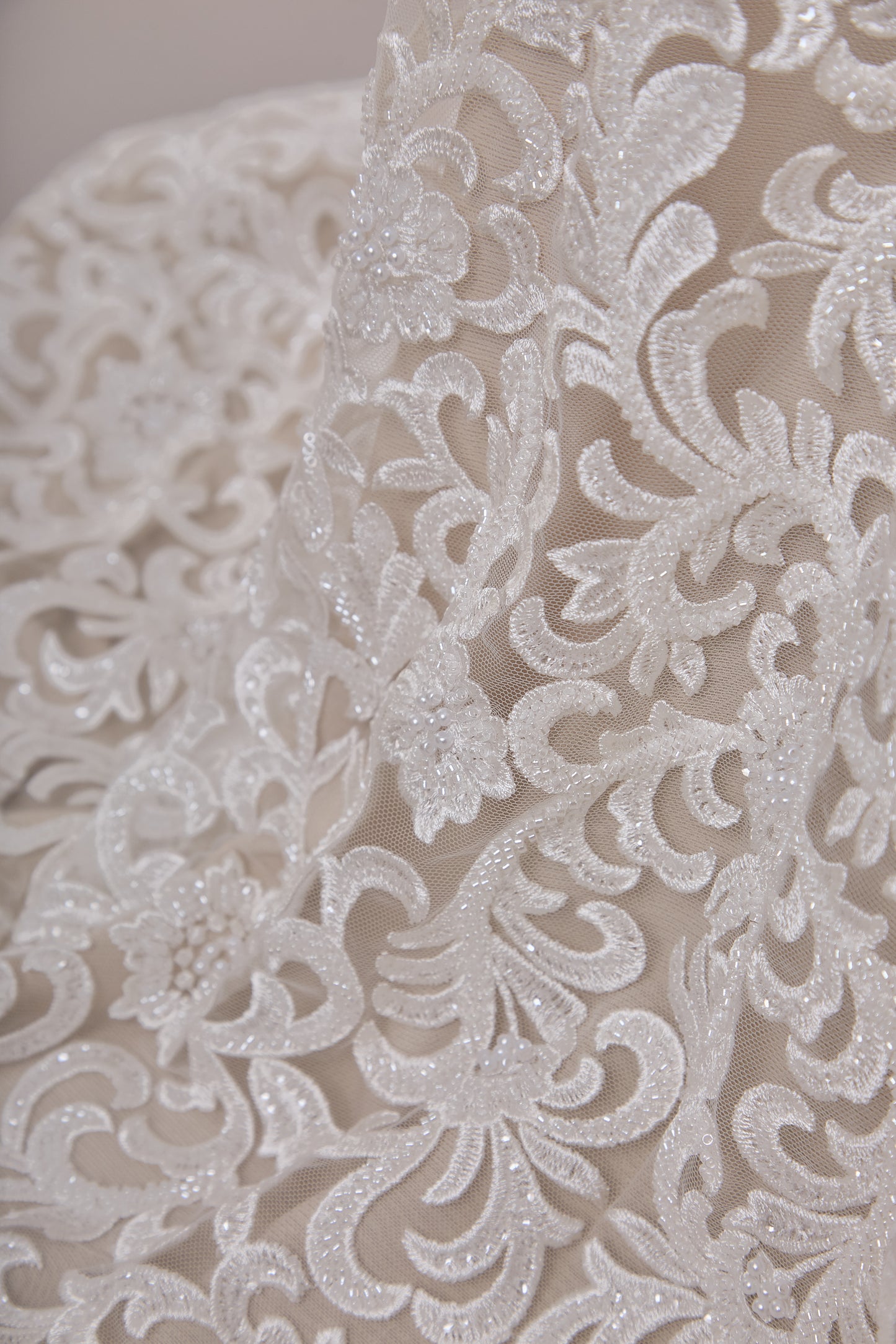 S0660 - Embroidered Tulle with Sequins, Beads and Pearls