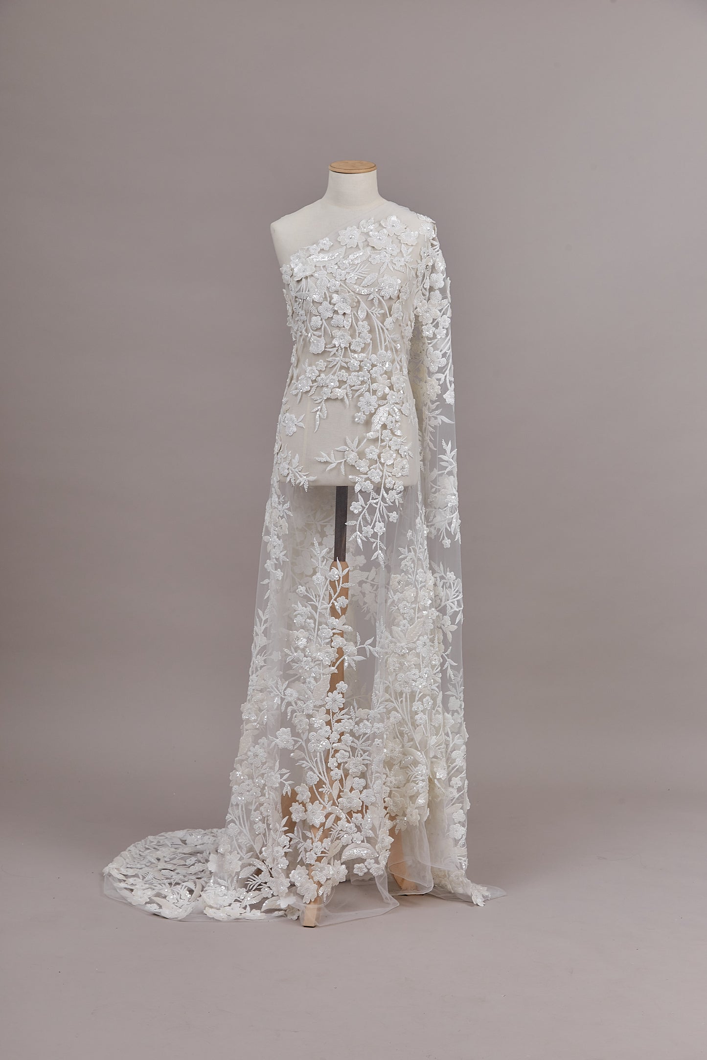 S0608 EMBROIDERY TULLE WITH 3D FLOWERS