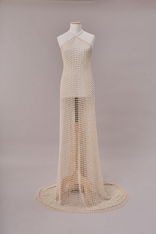 S0669 - Embroidered cotton net with pearls&nbsp;