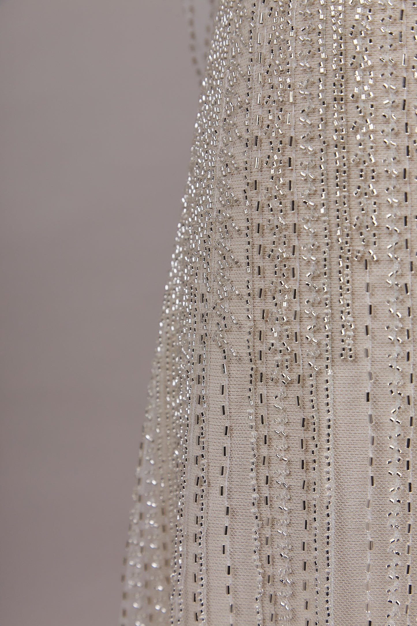 S0605 EMBROIDERY TULLE WITH SILVER BEADS