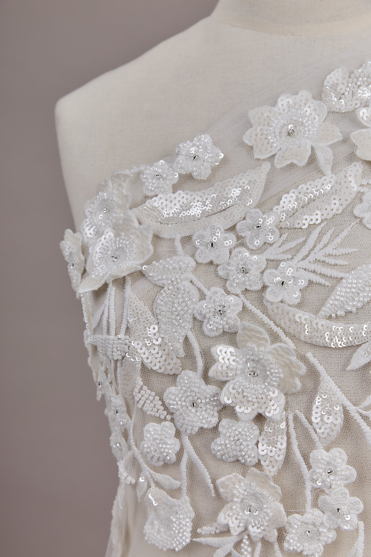 S0608 EMBROIDERY TULLE WITH 3D FLOWERS