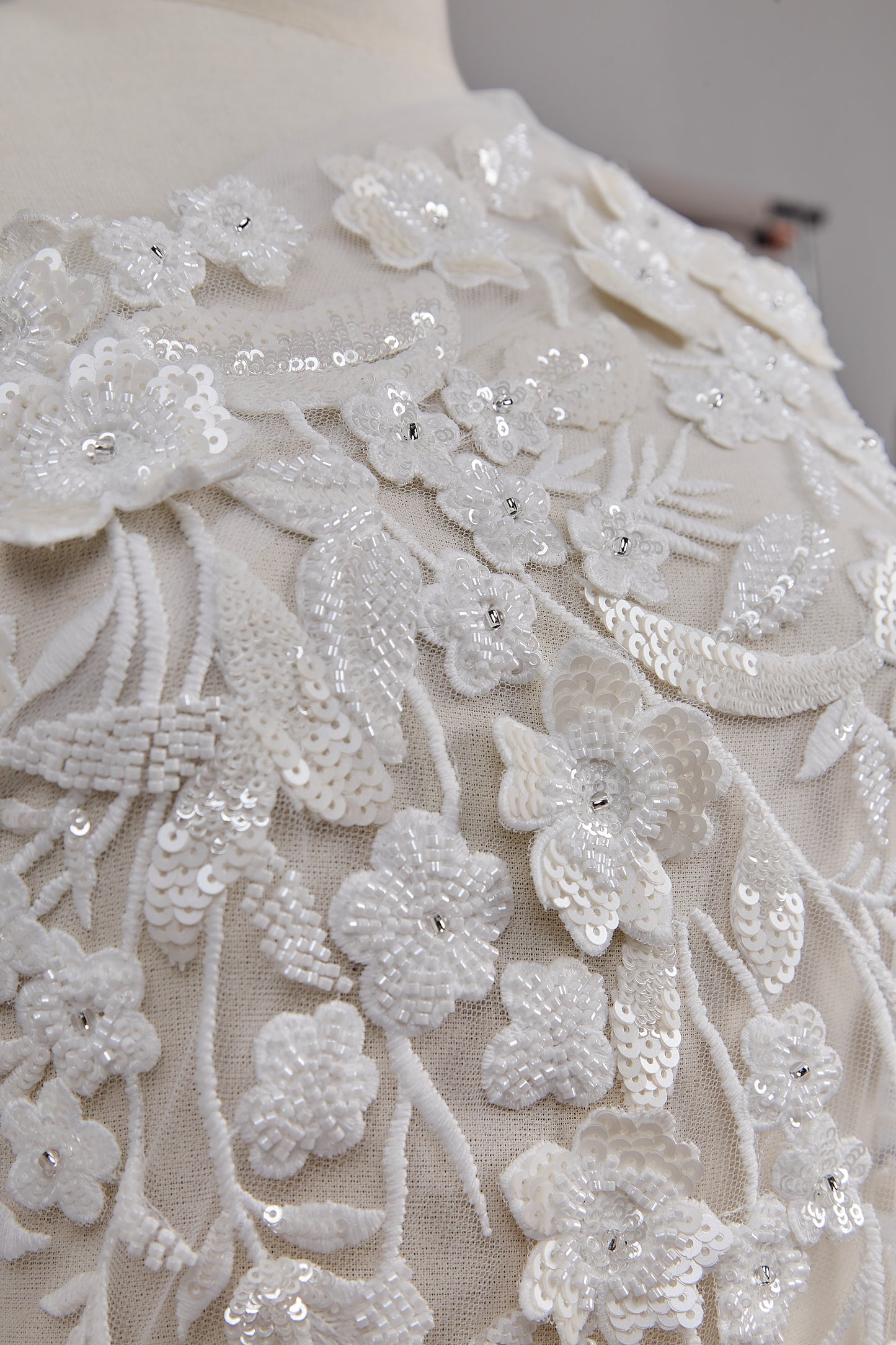 S0608 EMBROIDERY TULLE WITH 3D FLOWERS