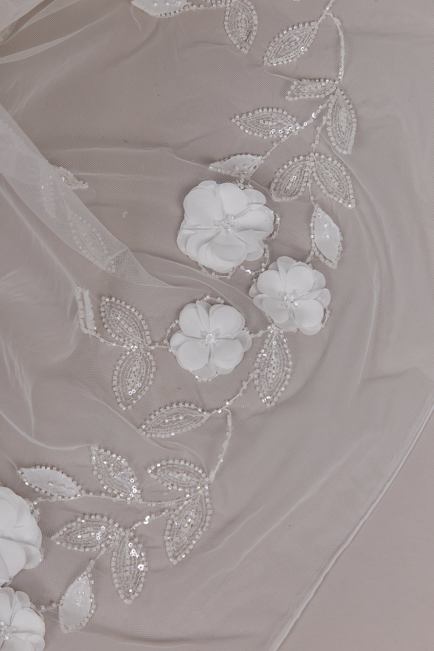 S0613 EMBROIDERY TULLE WITH 3D FLOWERS