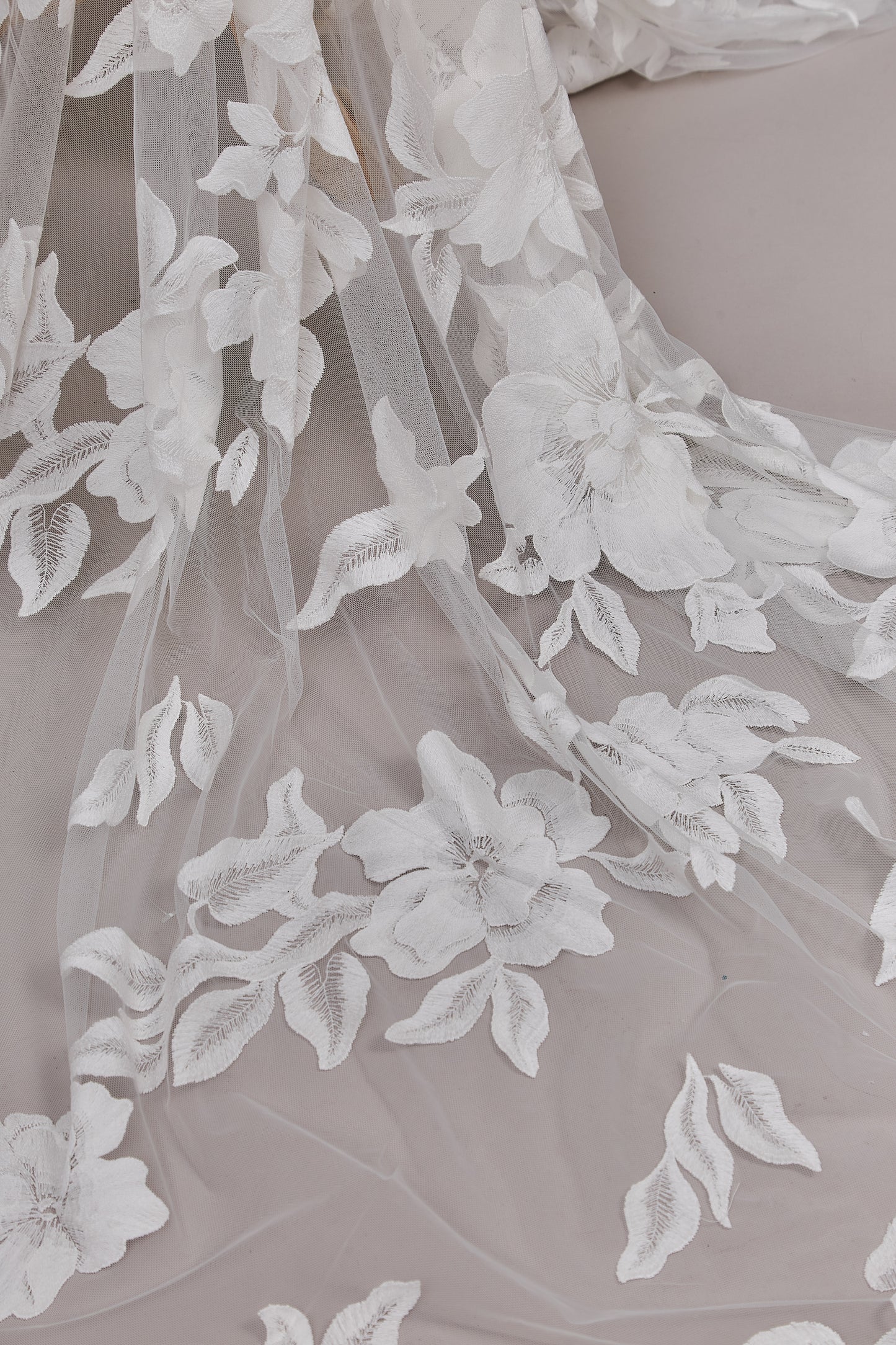 S0615 EMBROIDERY TULLE WITH COTTON FLOWERS