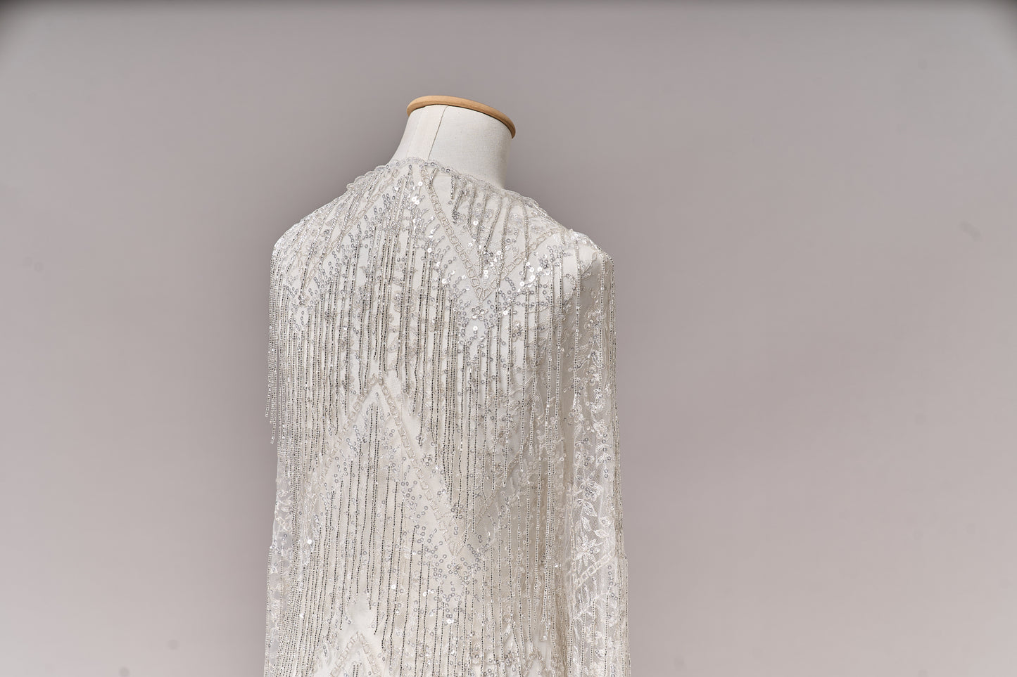 676 Silver - Embroidered tulle with lurex, silver beads, and silver sequins