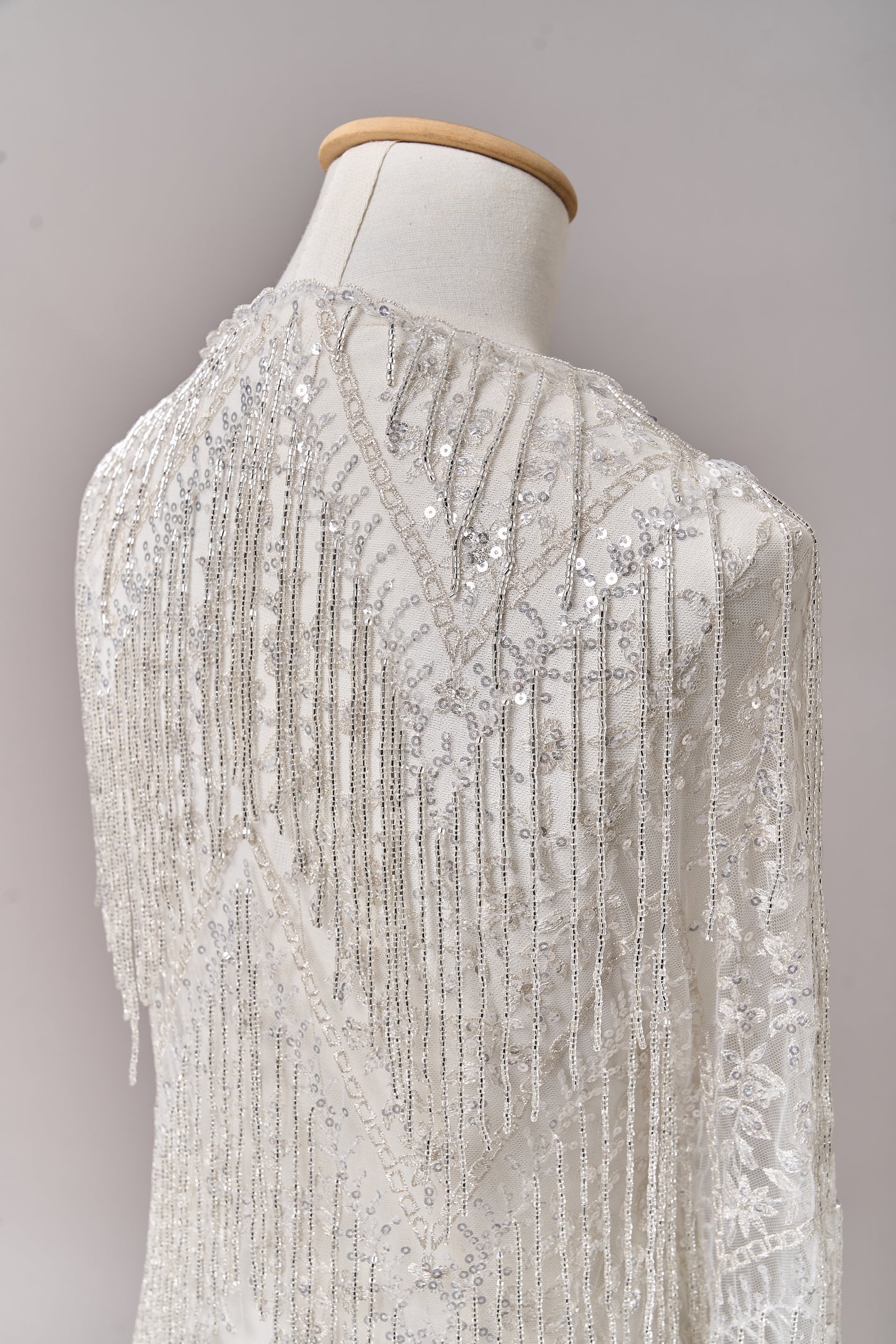 676 Silver - Embroidered tulle with lurex, silver beads, and silver sequins