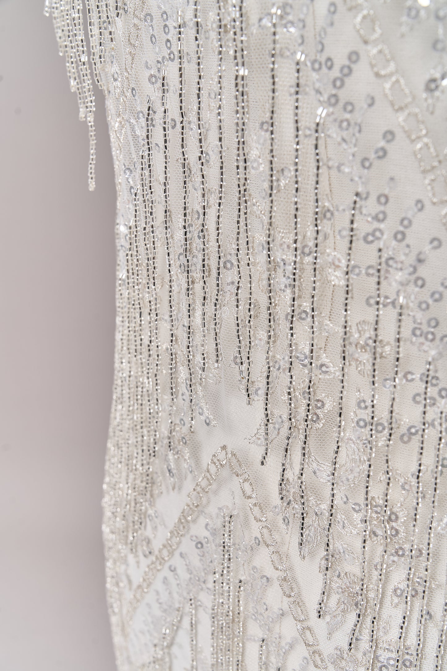 676 Silver - Embroidered tulle with lurex, silver beads, and silver sequins