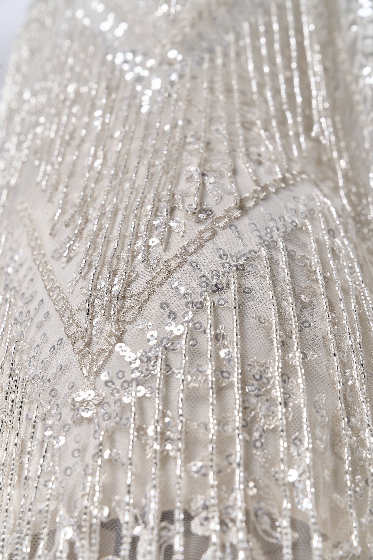 676 Silver - Embroidered tulle with lurex, silver beads, and silver sequins