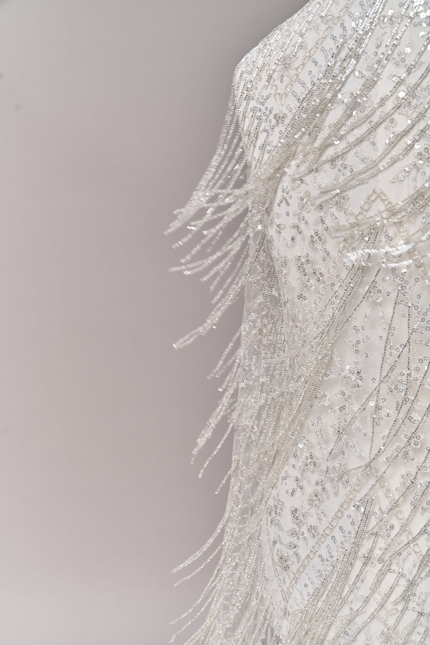 676 Silver - Embroidered tulle with lurex, silver beads, and silver sequins