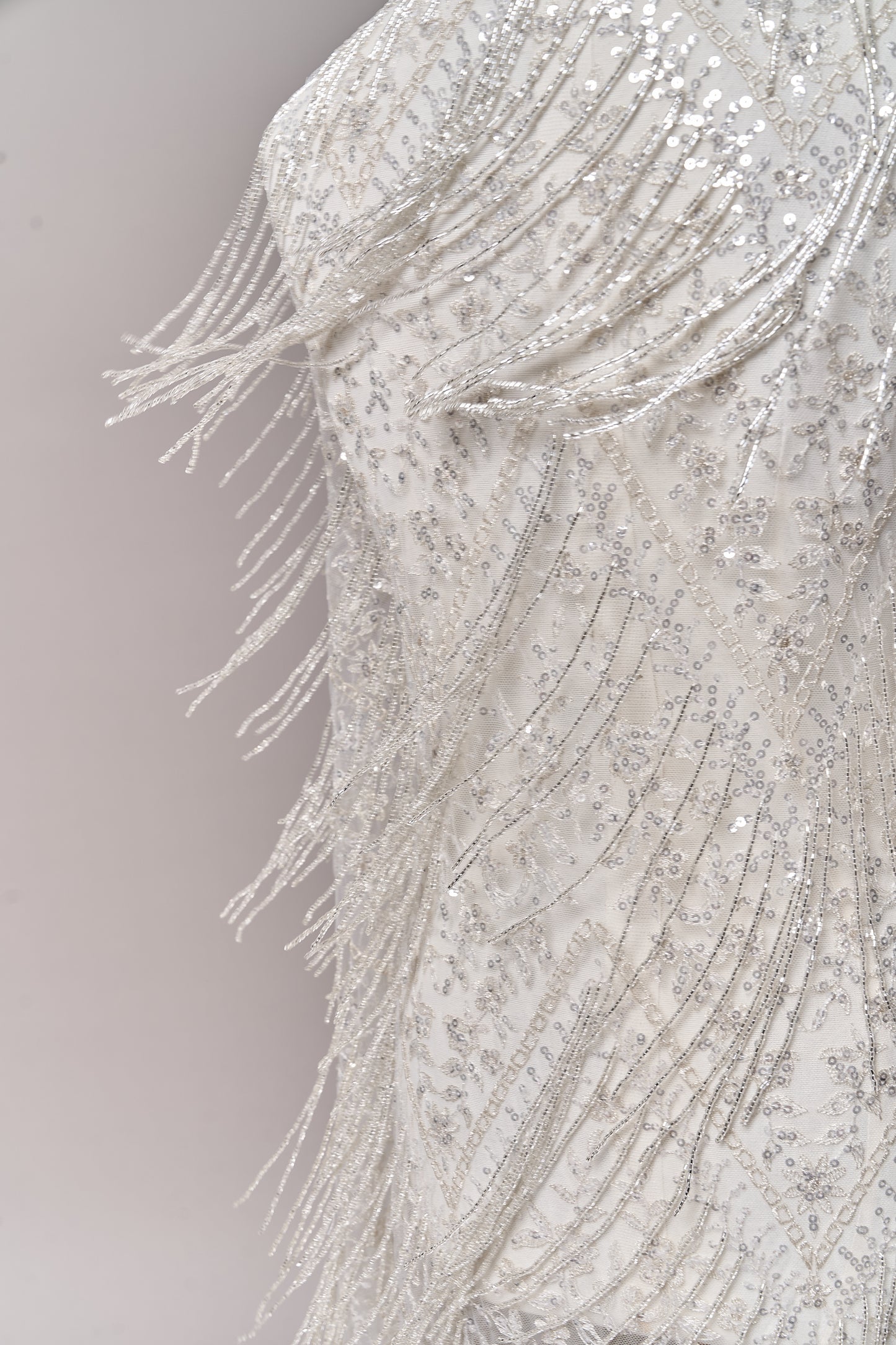 676 Silver - Embroidered tulle with lurex, silver beads, and silver sequins