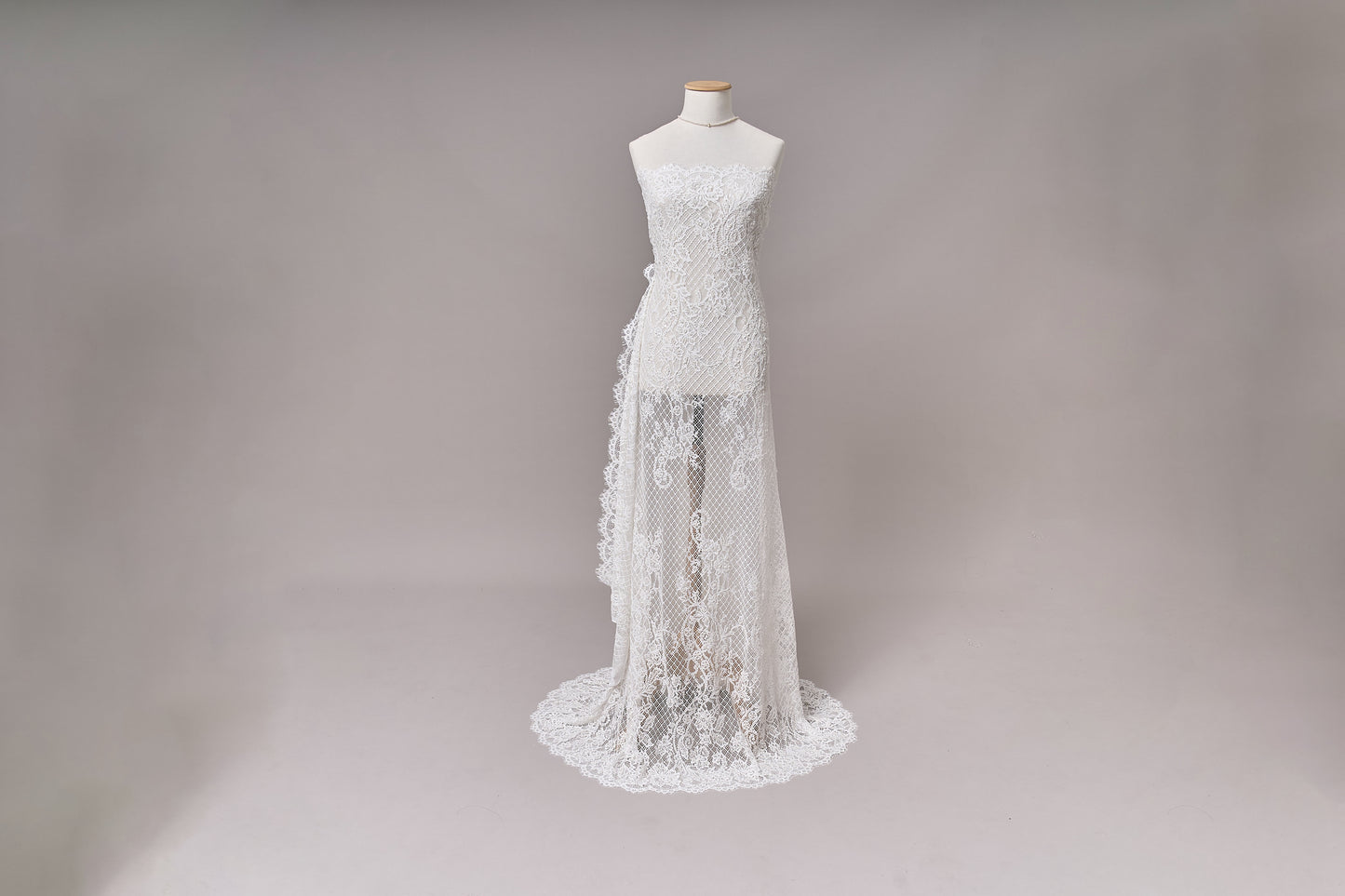 S0678 - Embroidered lace with off-white bugle, transparent rhinestones, and transparent sequins