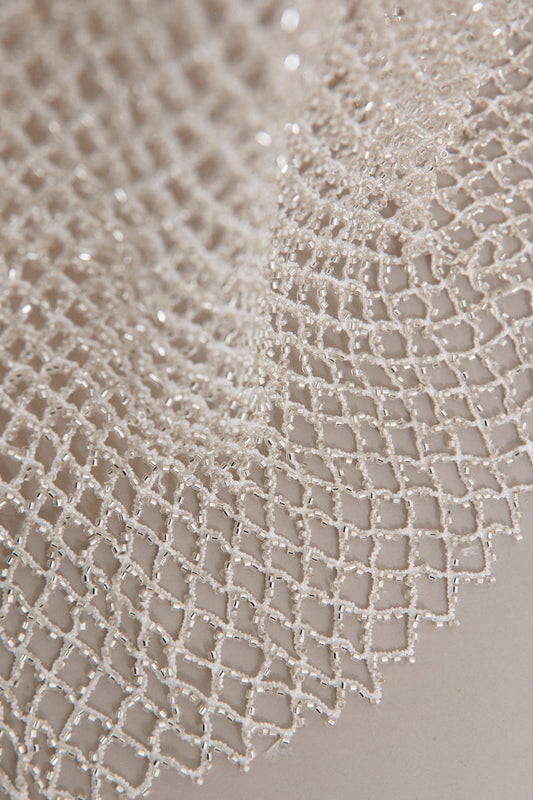 S0564 - EMBROIDERY NET WITH SILVER BEADS