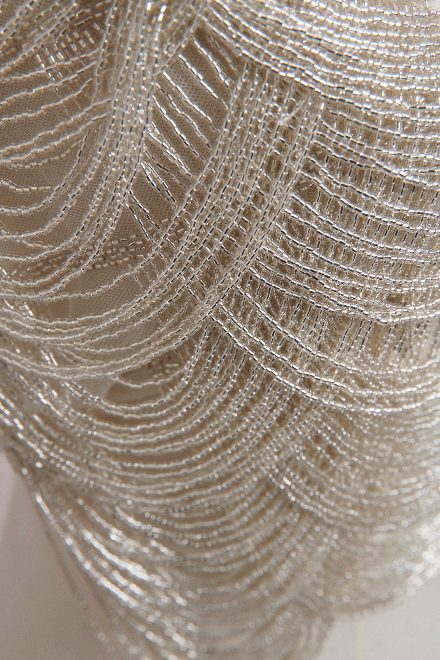 S0586 SILVER - EMBROIDERY TULLE WITH SILVER BEADS