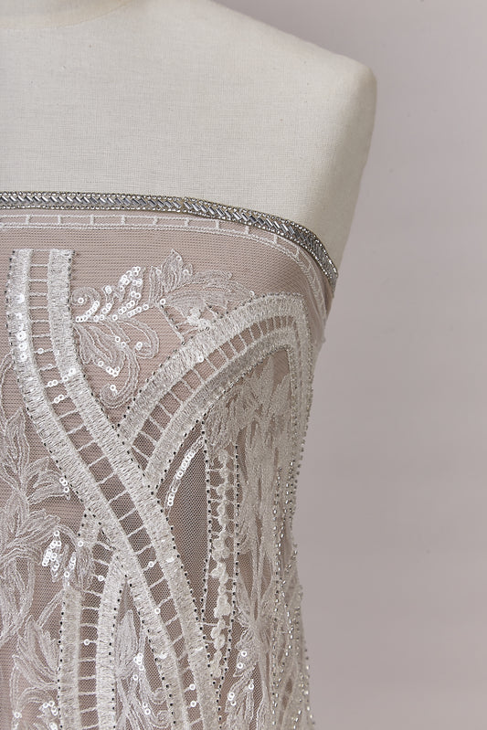S0632 EMBROIDERED TULLE WITH SEQUINS AND BEADS